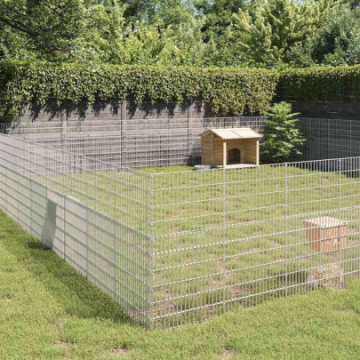 Adăpost pentru animale cu 48 panouri - 54x100cm - fier galvanizat