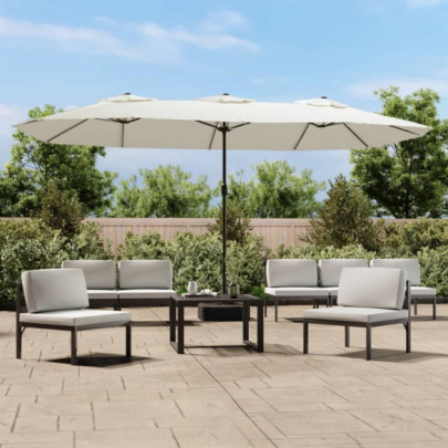 Umbrelă de soare cu două capete - alb nisipiu - 449x245 cm