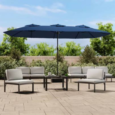 Umbrelă de grădină cu două capete - albastru azuriu - 449x245 cm