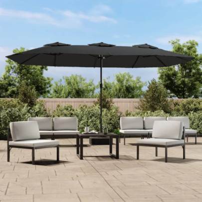 Umbrelă de grădină cu două capete cu LED - antracit - 449x245 cm