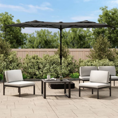 Umbrelă de grădină cu două capete/LED-uri - antracit - 316x240 cm