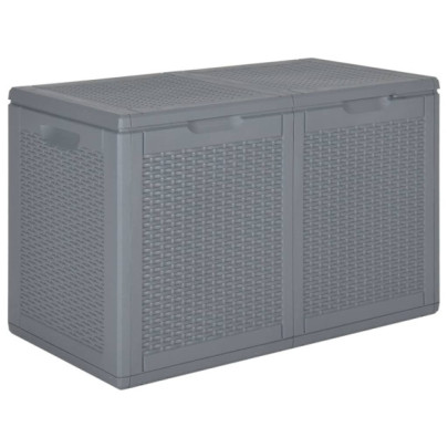 Cutie de depozitare pentru grădină - gri - 180 L - PP ratan