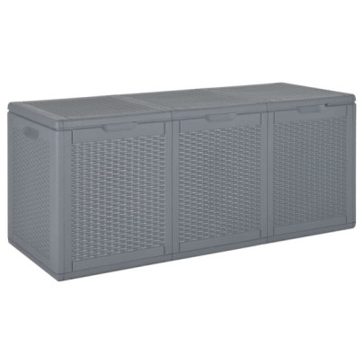 Cutie de depozitare pentru grădină - gri - 270 L - PP ratan