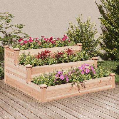 Strat de grădină înălțat cu căptușeală - 120x120x56 cm lemn brad