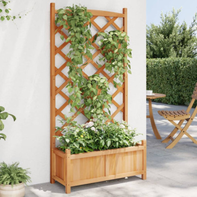 Jardinieră cu spalier - maro - lemn masiv de brad