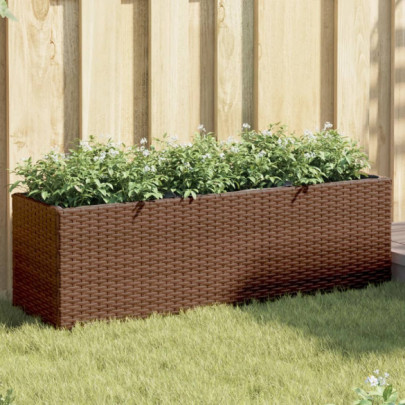 Jardinieră de grădină cu 3 ghivece maro 105x30x32 cm poliratan