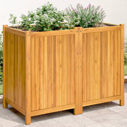 Jardinieră de grădină cu căptușeală - 100x50x75 cm - lemn acacia
