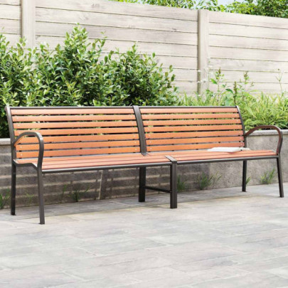Bancă de grădină - maro - 231 cm - lemn/oțel vopsit electrostatic