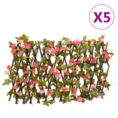  Spalier cu iederă artificială extensibil - 5 buc. roz 180x20 cm
