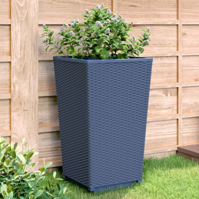 Jardiniere de grădină - 4 buc. - albastru gri - 32,5x32,5x57 cm - PP