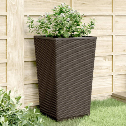 Jardiniere de grădină - 4 buc. - maro - 32,5x32,5x57 cm - PP