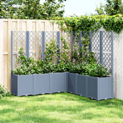 Jardinieră de grădină cu spalier - albastru gri - 160x160x140 cm - PP