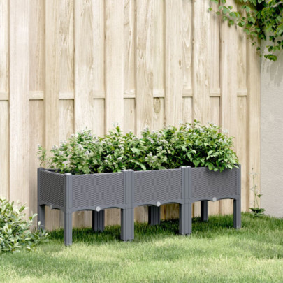 Jardinieră de grădină cu picioare - albastru gri - 120x40x42 cm - PP