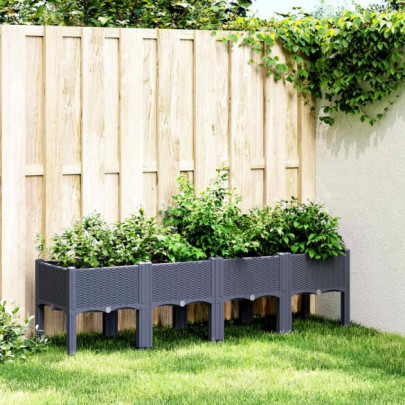 Jardinieră de grădină cu picioare - albastru gri - 160x40x42 cm - PP