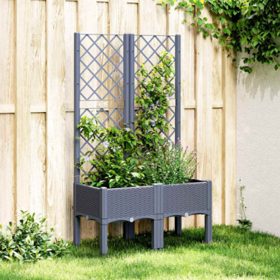 Jardinieră de grădină cu spalier - albastru gri - 80x40x142 cm - PP