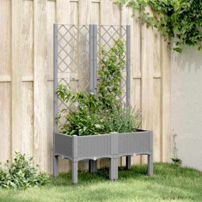 Jardinieră de grădină cu spalier - gri deschis - 80x40x142 cm - PP