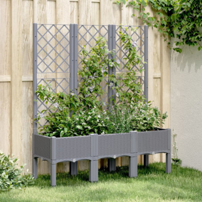 Jardinieră de grădină cu spalier - albastru gri - 120x40x142 cm - PP