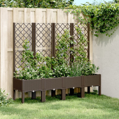 Jardinieră de grădină cu spalier - maro - 160x40x142 cm - PP