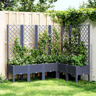 Jardinieră de grădină cu spalier - albastru gri - 160x120x142 cm - PP