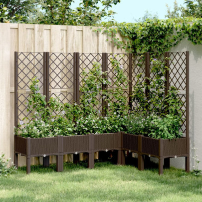 Jardinieră de grădină cu spalier - maro - 160x120x142 cm - PP