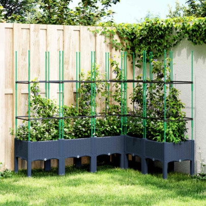 Jardinieră de grădină cu spalier - albastru gri - 160x120x142,5 cm - PP