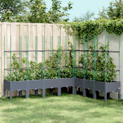 Jardinieră de grădină cu spalier - albastru gri - 200x160x142,5 cm - PP