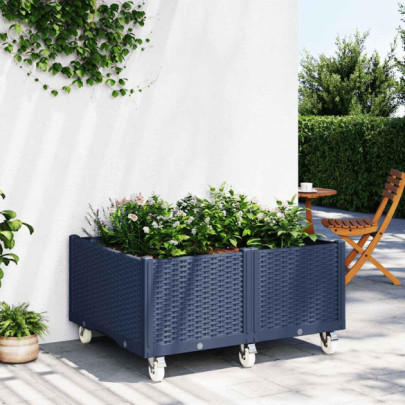 Jardinieră de grădină cu picioare - albastru gri - 100x80x54 cm - PP
