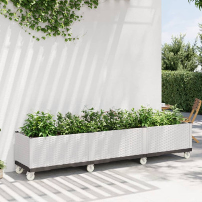 Jardinieră de grădină cu picioare - alb - 240x50x54 cm - PP