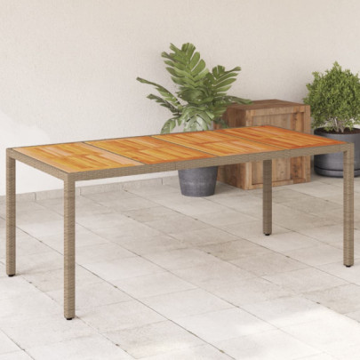 Masă de grădină - bej - 190x90x75 cm - poliratan și lemn de acacia