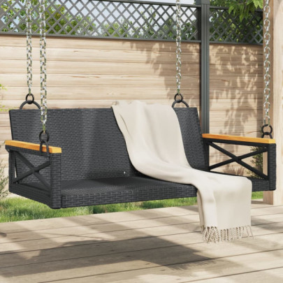 Bancă de balansoar - negru - 109x62x40 cm - poliratan