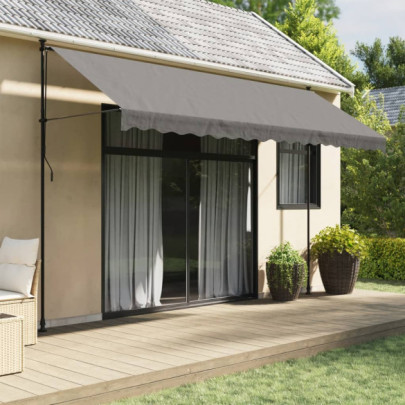 Copertină retractabilă - antracit - 400x150 cm - textil și oțel