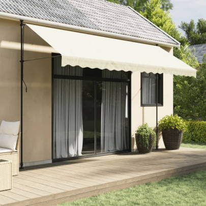 Copertină retractabilă - crem - 400x150 cm - țesătură și oțel