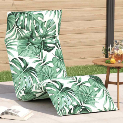 Șezlong pliabil cu model de frunze 175x54x8,5cm țesătură Oxford