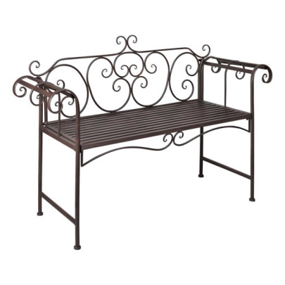 Bancă de grădină - maro învechit - 132 cm - oțel