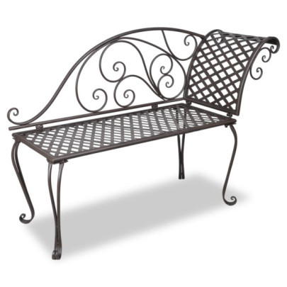 Bancă șezlong de grădină - maro învechit - 128 cm - oțel
