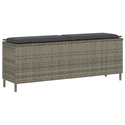 Bancă de grădină cu pernă - gri - 110x30x40,5 cm - poliratan