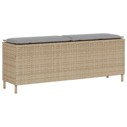 Bancă de grădină cu pernă Bej 110x30x40,5 cm Poly Ratan
