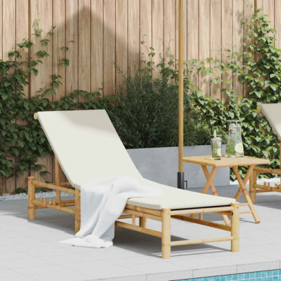 Sezlong cu perne 55x199x30 cm bambus