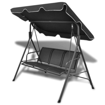 Balansoar de grădină cu copertină - negru