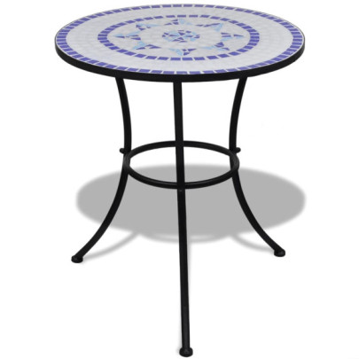 Masă de bistro - albastru și alb - 60 cm - mozaic
