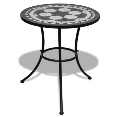 Masă de bistro - alb și negru - 60 cm - mozaic