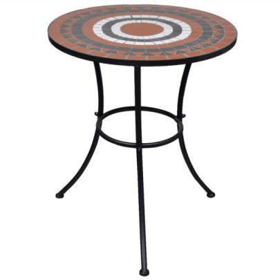Masă de bistro - cărămiziu și alb - 60 cm - mozaic