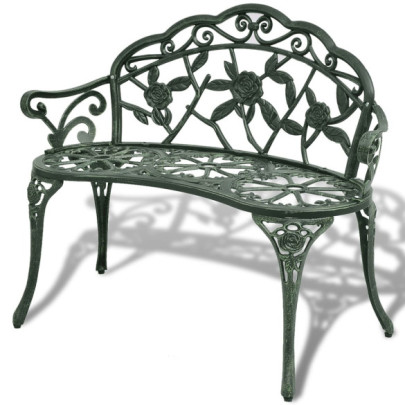 Bancă de grădină - verde - 100 cm - aluminiu turnat