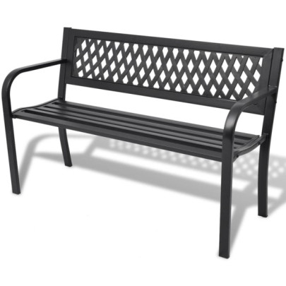Bancă de grădină - negru,118 cm - oțel