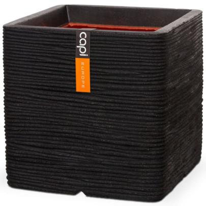 Jardinieră Nature Rib - negru - 40x40 cm - pătrat - KBLR903