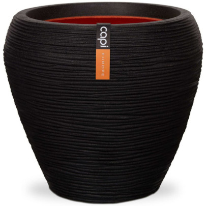 Vas de plante Nature Rib - negru - 42x38 cm - conic - KBLR362