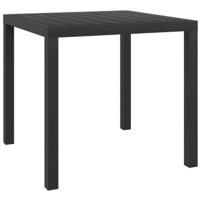 Masă de grădină - negru - 80 x 80 x 74 cm - aluminiu și WPC