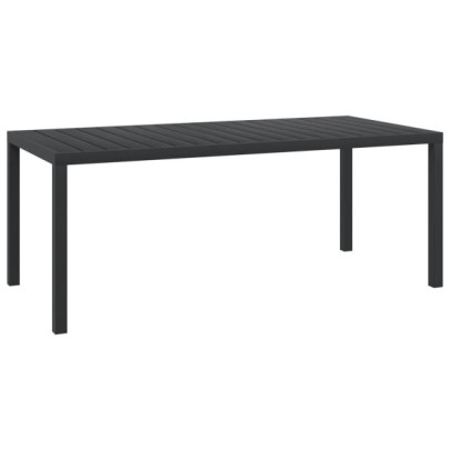 Masă de grădină - negru - 185 x 90 x 74 cm - aluminiu și WPC