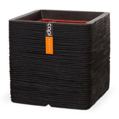 Jardinieră Nature Rib - negru - 50x50 cm - pătrat