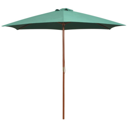 Umbrelă de soare cu stâlp de lemn 270 x 270 cm - verde